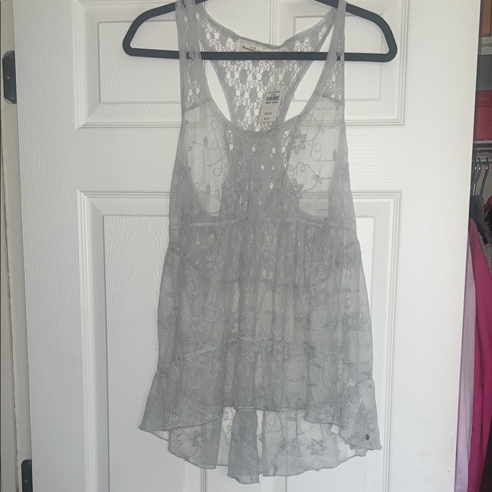 Abercrombie & Fitch Gray Lace Tank Top